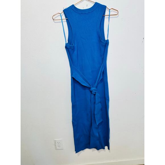 TOCCIN X RTR Blue Sleeveless Crewneck Racer-Front Tie Midi Dress Size Large - Picture 7 of 15